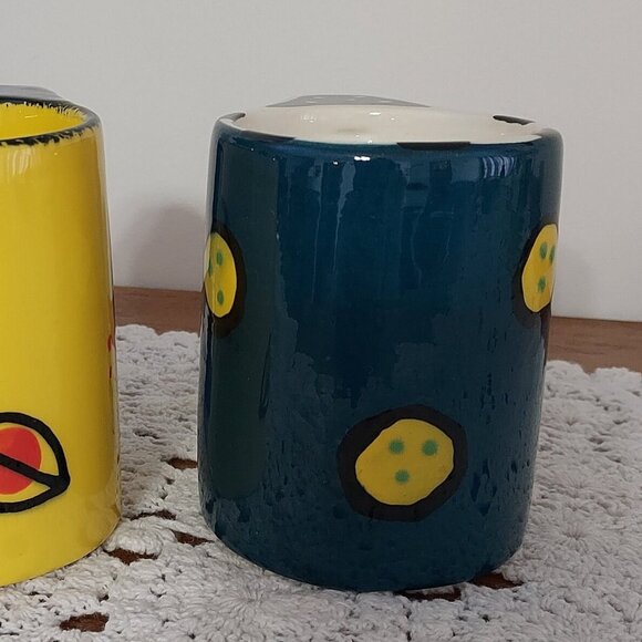 2 Hand Made Broussard, Art Studio Pottery Mugs, Hand Painted Vibrant Colors - Picture 7 of 12